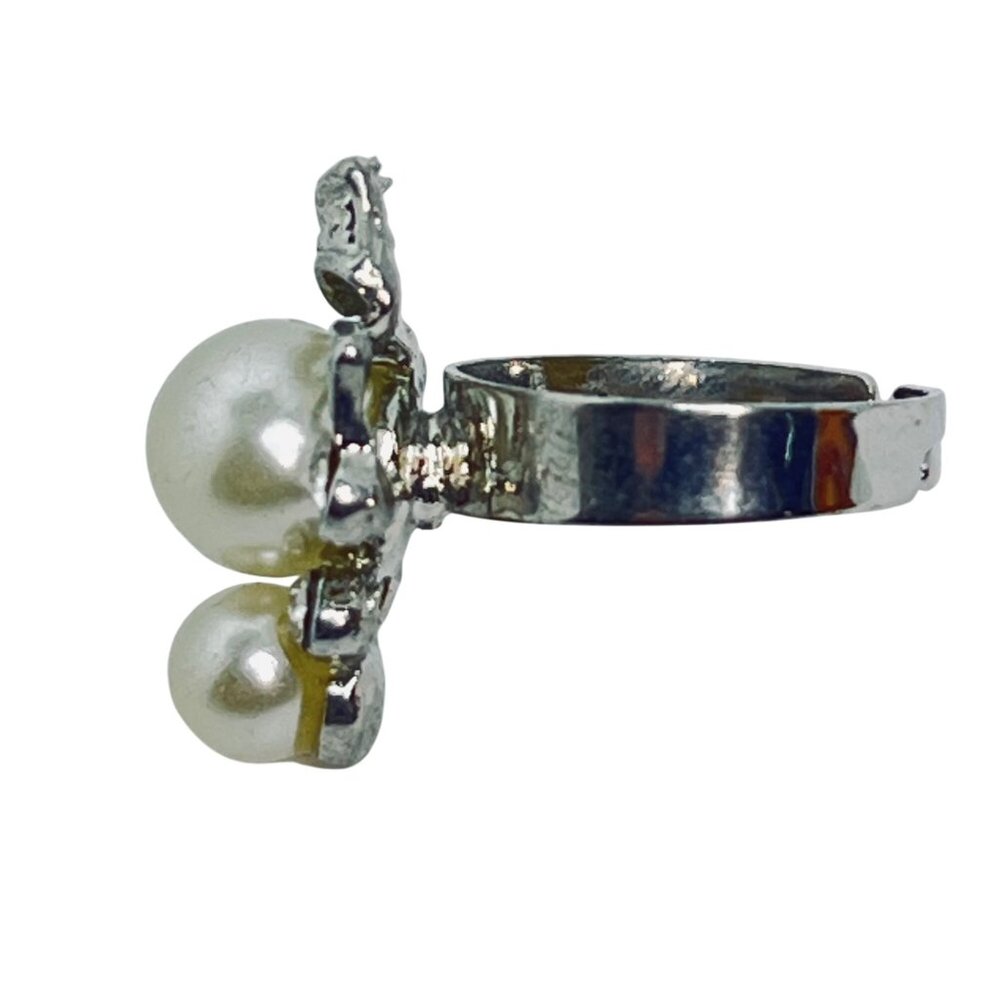 Lot Of 6 Silver Tone And Faux Pearl Statement Rings (R454) - Picture 8 of 13